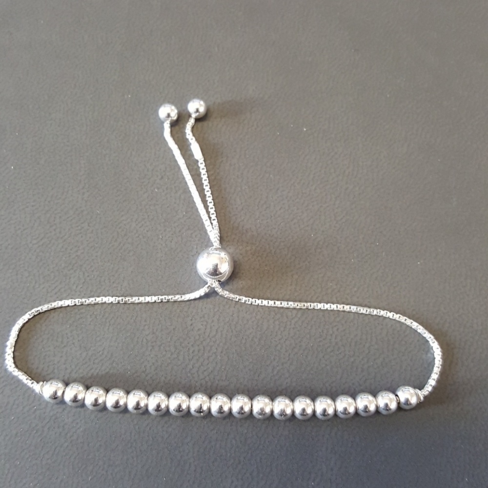 925 Sterling Silver Beaded Bolo Bracelet (Last One)